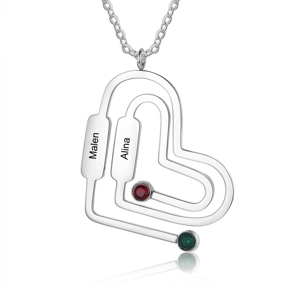 Customized Jewellery for Women, Paperclip Shaped Pendant for Women- Birthstone Engraved Jewellery for Girls, Accessories for Women - Personalized Jewel