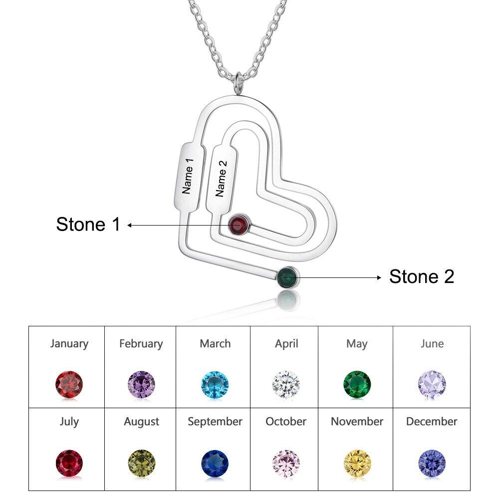 Customized Jewellery for Women, Paperclip Shaped Pendant for Women- Birthstone Engraved Jewellery for Girls, Accessories for Women - Personalized Jewel