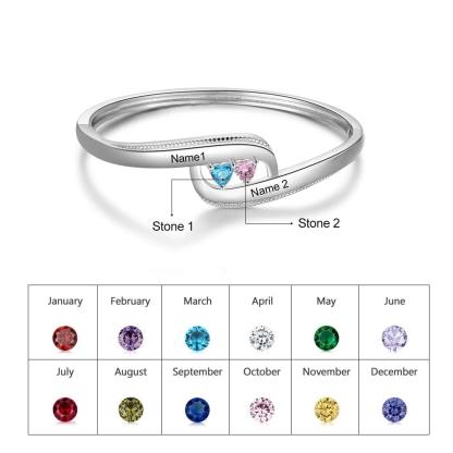 Customized Name Bangle Bracelet- Customized Bracelet Bangle for Women- Personalized Bracelet for Ladies- Birthstones Customized Engraving Bracelet for Women- Stylish Fashion Accessory for Women - Personalized Jewel