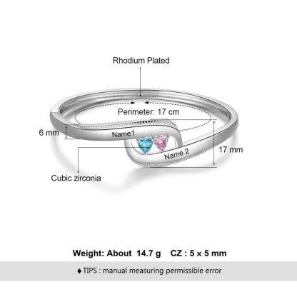Customized Name Bangle Bracelet- Customized Bracelet Bangle for Women- Personalized Bracelet for Ladies- Birthstones Customized Engraving Bracelet for Women- Stylish Fashion Accessory for Women - Personalized Jewel