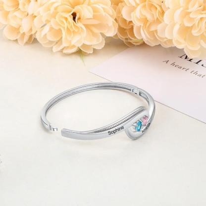 Customized Name Bangle Bracelet- Customized Bracelet Bangle for Women- Personalized Bracelet for Ladies- Birthstones Customized Engraving Bracelet for Women- Stylish Fashion Accessory for Women - Personalized Jewel