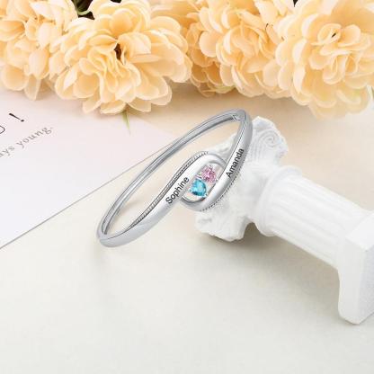 Customized Name Bangle Bracelet- Customized Bracelet Bangle for Women- Personalized Bracelet for Ladies- Birthstones Customized Engraving Bracelet for Women- Stylish Fashion Accessory for Women - Personalized Jewel