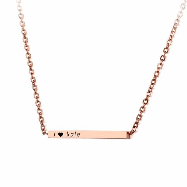 Customized Stainless Steel Engraved Nameplate Necklace, 3 Color Options, Personalized Trendy Jewelry - Personalized Jewel