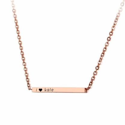 Customized Stainless Steel Engraved Nameplate Necklace, 3 Color Options, Personalized Trendy Jewelry - Personalized Jewel