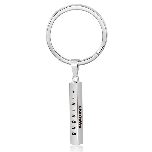 Customized Vertical Bar Keychain - Custom Four Name Engraving Keychain for Friends or Family-Personalized Jewels