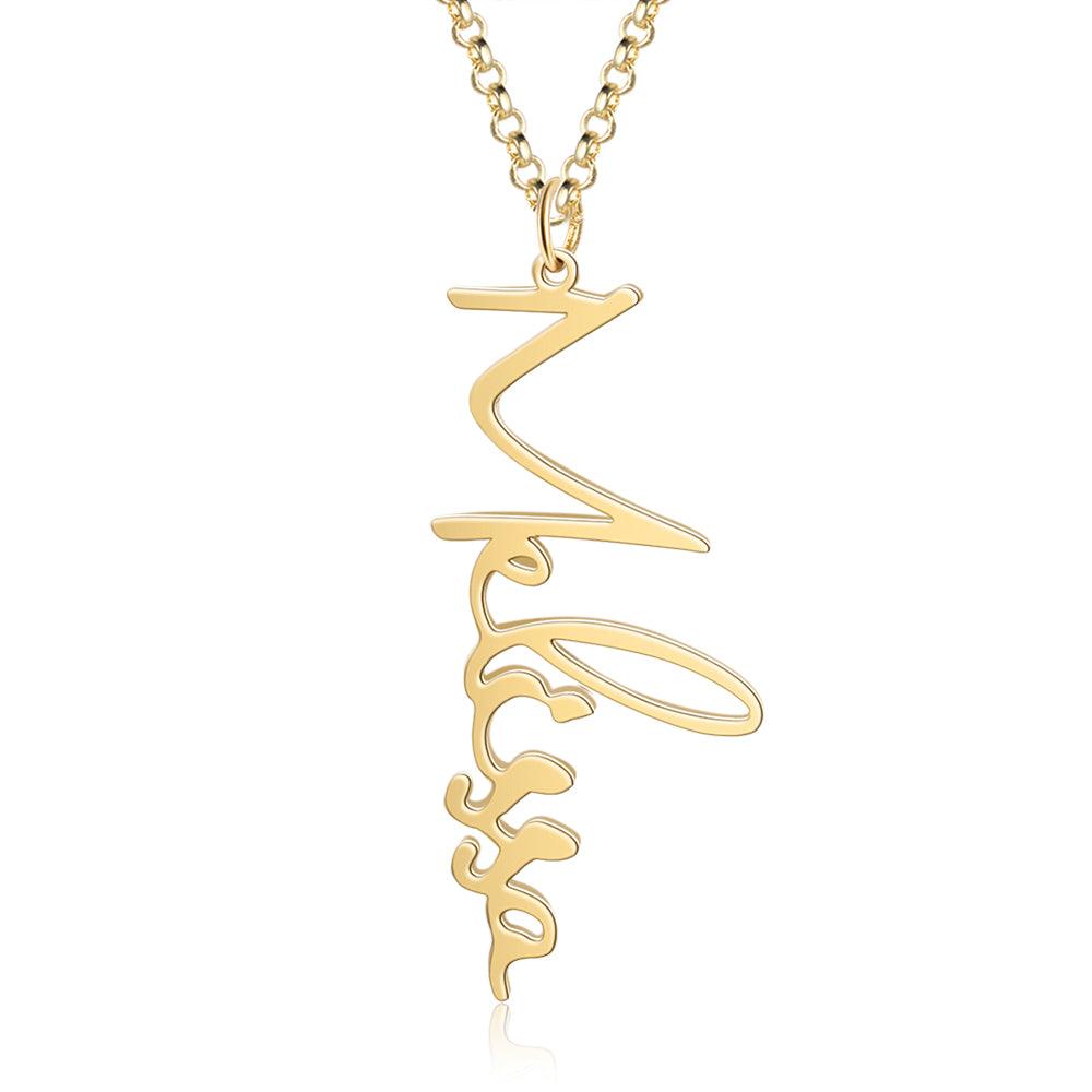 Customized Vertical Cursive Nameplate - Women Casual Fashion Accessory-Personalized Jewels