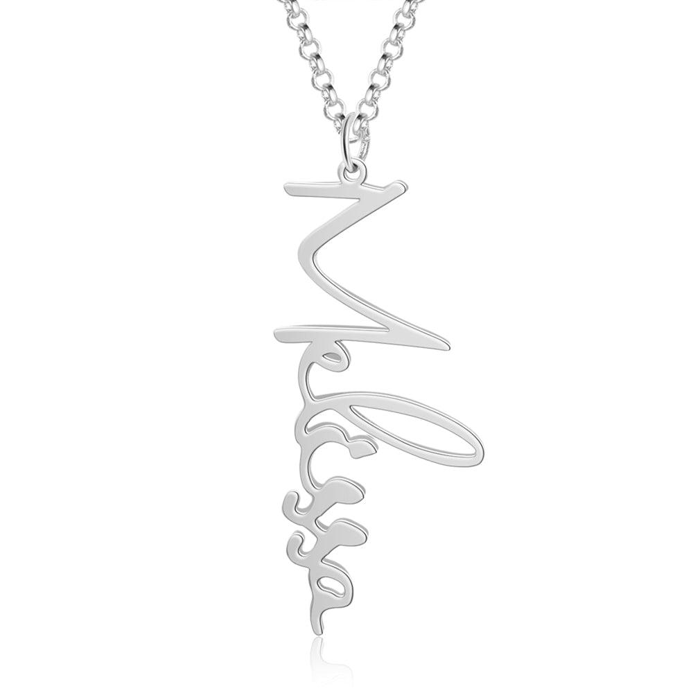 Customized Vertical Cursive Nameplate - Women Casual Fashion Accessory-Personalized Jewels