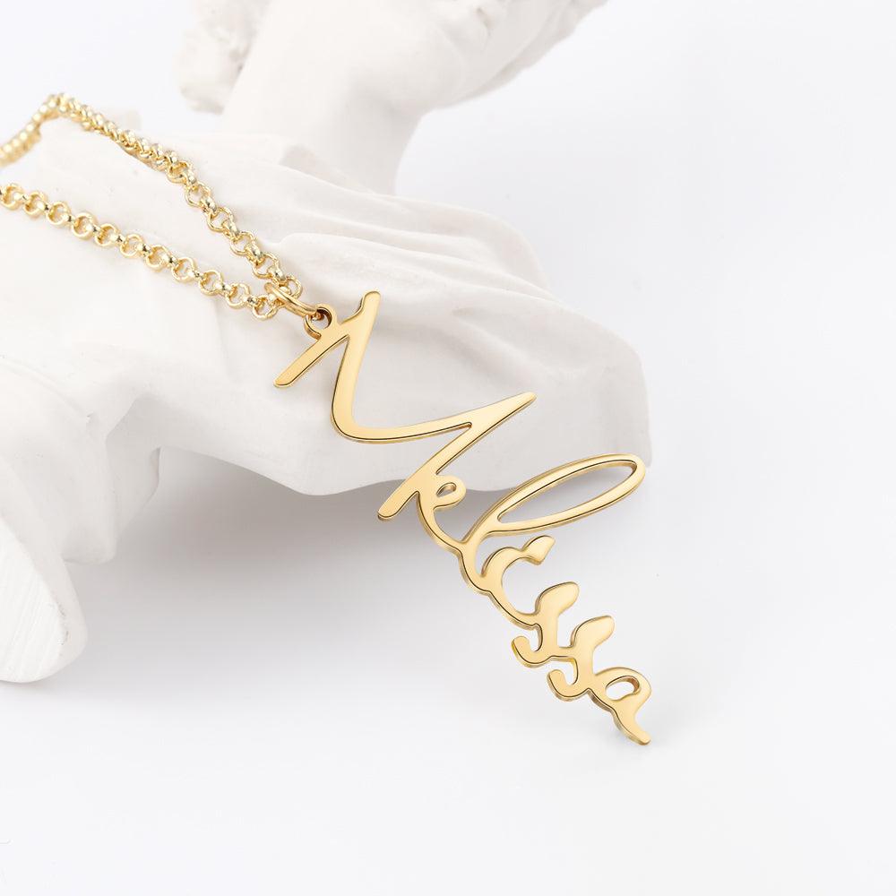 Customized Vertical Cursive Nameplate - Women Casual Fashion Accessory-Personalized Jewels