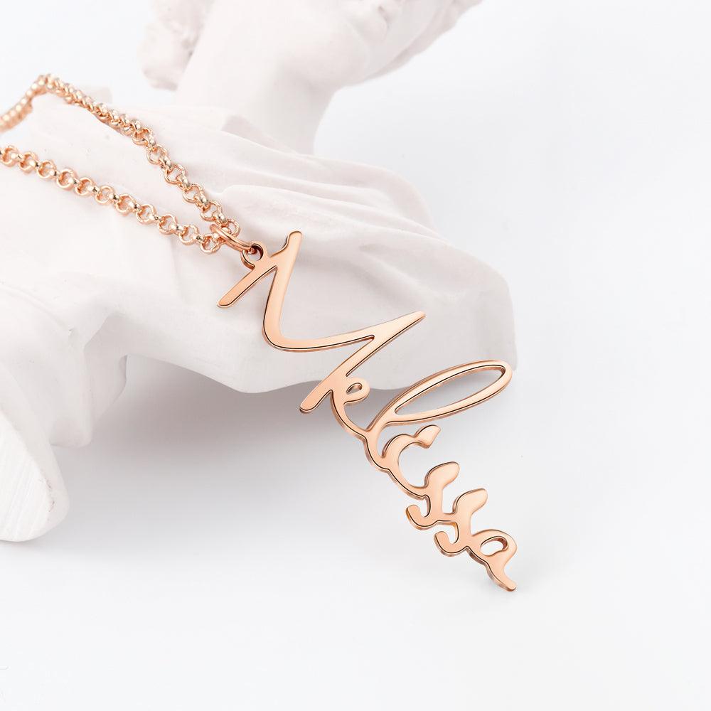 Customized Vertical Cursive Nameplate - Women Casual Fashion Accessory-Personalized Jewels