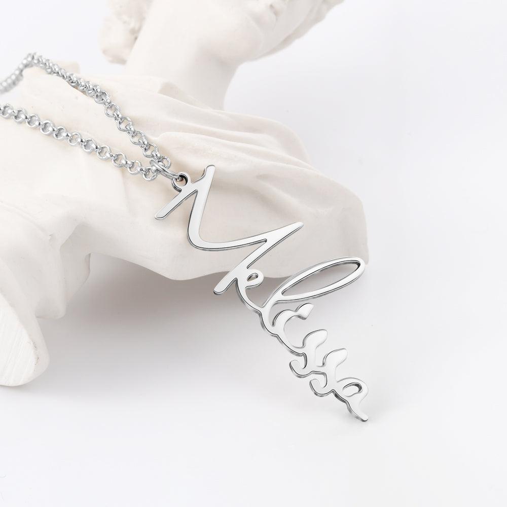 Customized Vertical Cursive Nameplate - Women Casual Fashion Accessory-Personalized Jewels