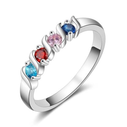 Customized Wedding Ring- Personalized Ring with 4 Birthstone Stones - Personalized Jewel