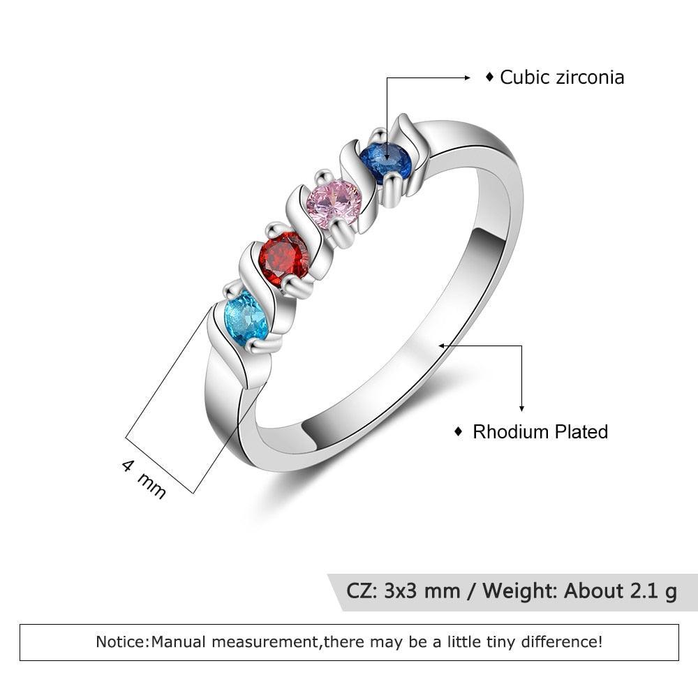 Customized Wedding Ring- Personalized Ring with 4 Birthstone Stones - Personalized Jewel