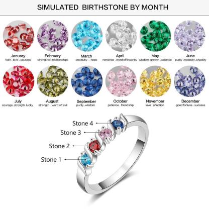 Customized Wedding Ring- Personalized Ring with 4 Birthstone Stones - Personalized Jewel