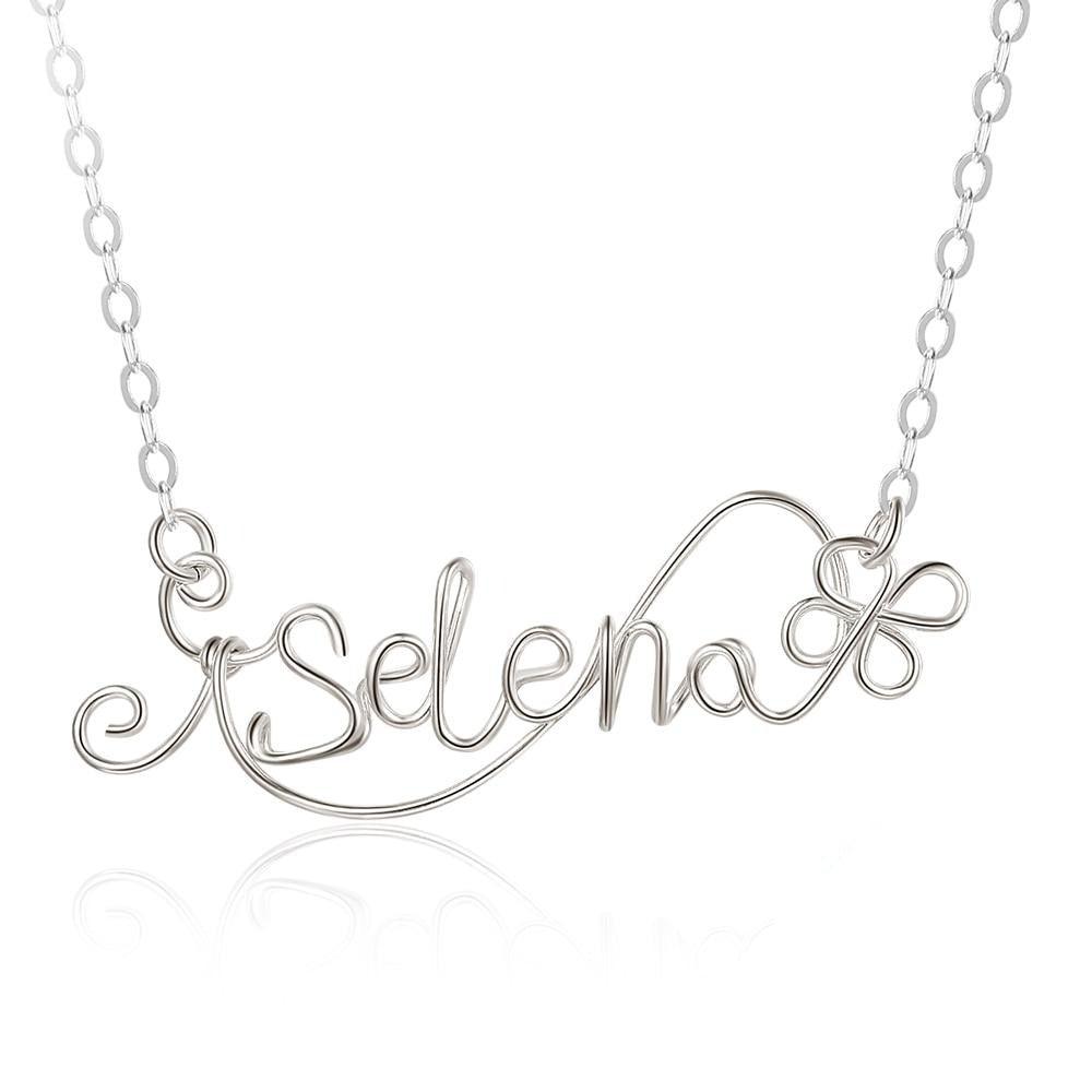 Cute Silver Wire Nameplate Pendant Silver Jewellery for Women-Personalized Jewels
