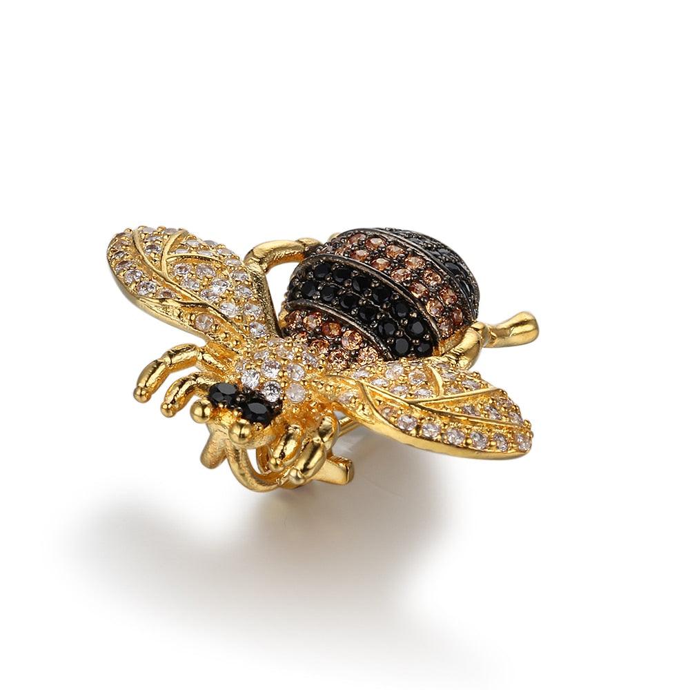 Cute Trendy Honey Bee Brooches for Women, Insect Shape Pins with Crystals, Badges for Female Clothes & Other Accessories - Personalized Jewel