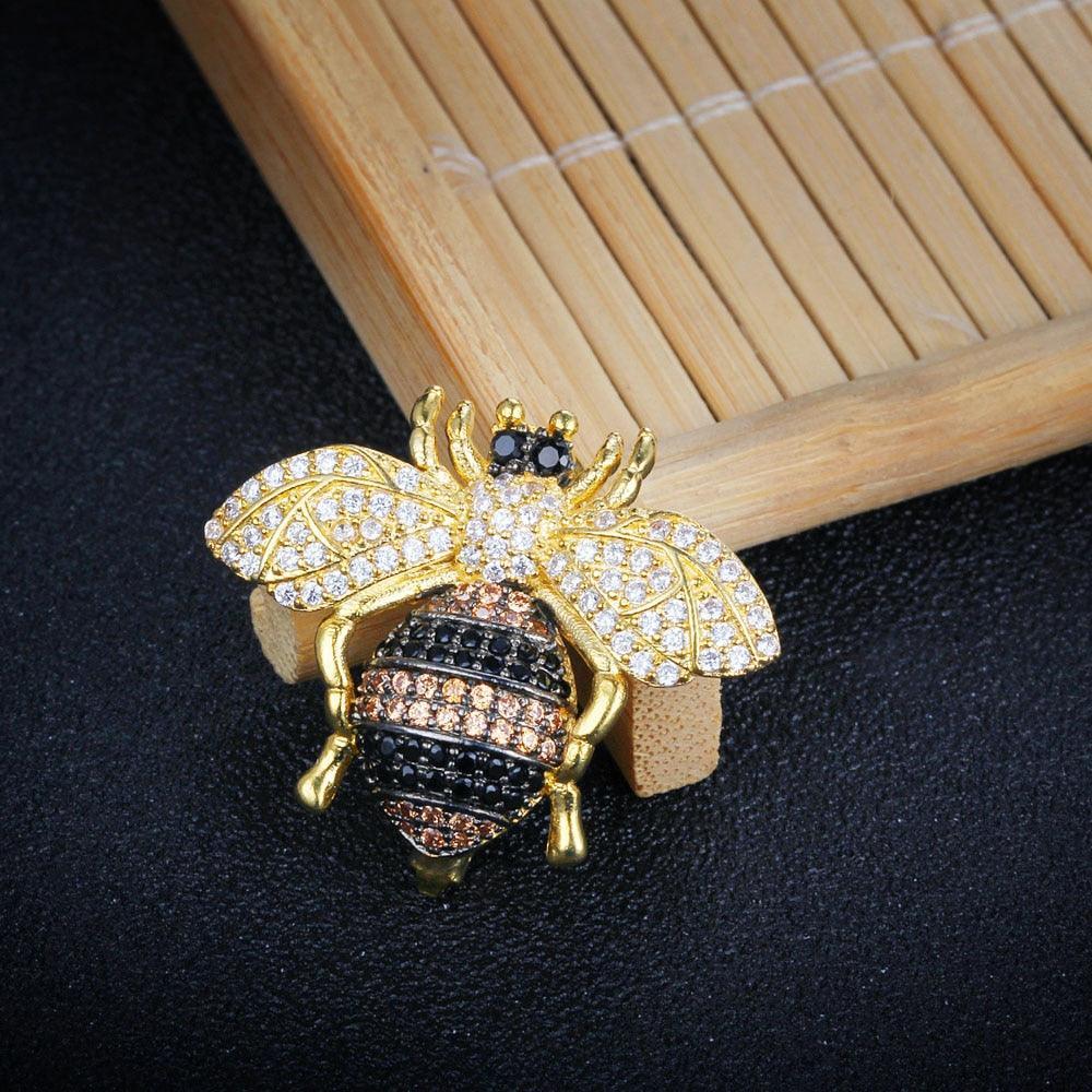 Cute Trendy Honey Bee Brooches for Women, Insect Shape Pins with Crystals, Badges for Female Clothes & Other Accessories - Personalized Jewel