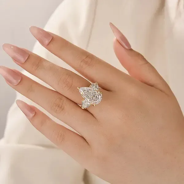 Pear Cut Cubic Zirconia Ring With 925 Sterling Silver For Women