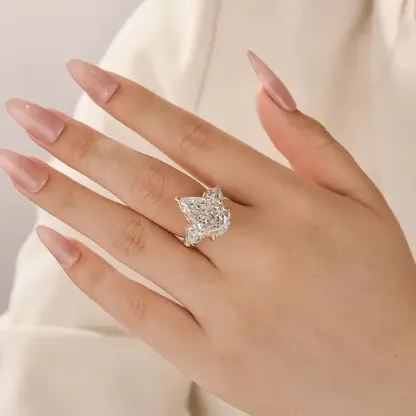 Pear Cut Cubic Zirconia Ring With 925 Sterling Silver For Women