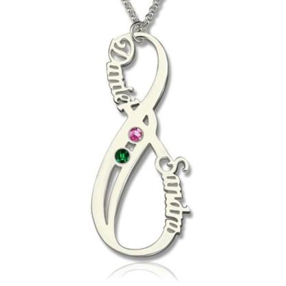 DIY Birthstone Name Necklace Infinity Love 925 Sterling Silver Customize Necklaces & Pendants Birthday Gift - Personalized Jewel