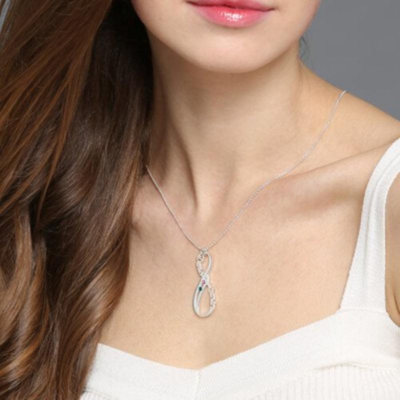DIY Birthstone Name Necklace Infinity Love 925 Sterling Silver Customize Necklaces & Pendants Birthday Gift - Personalized Jewel