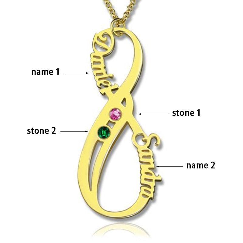 DIY Birthstone Name Necklace Infinity Love 925 Sterling Silver Customize Necklaces & Pendants Birthday Gift - Personalized Jewel