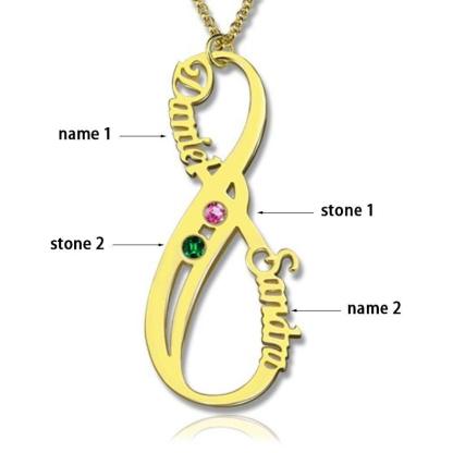 DIY Birthstone Name Necklace Infinity Love 925 Sterling Silver Customize Necklaces & Pendants Birthday Gift - Personalized Jewel