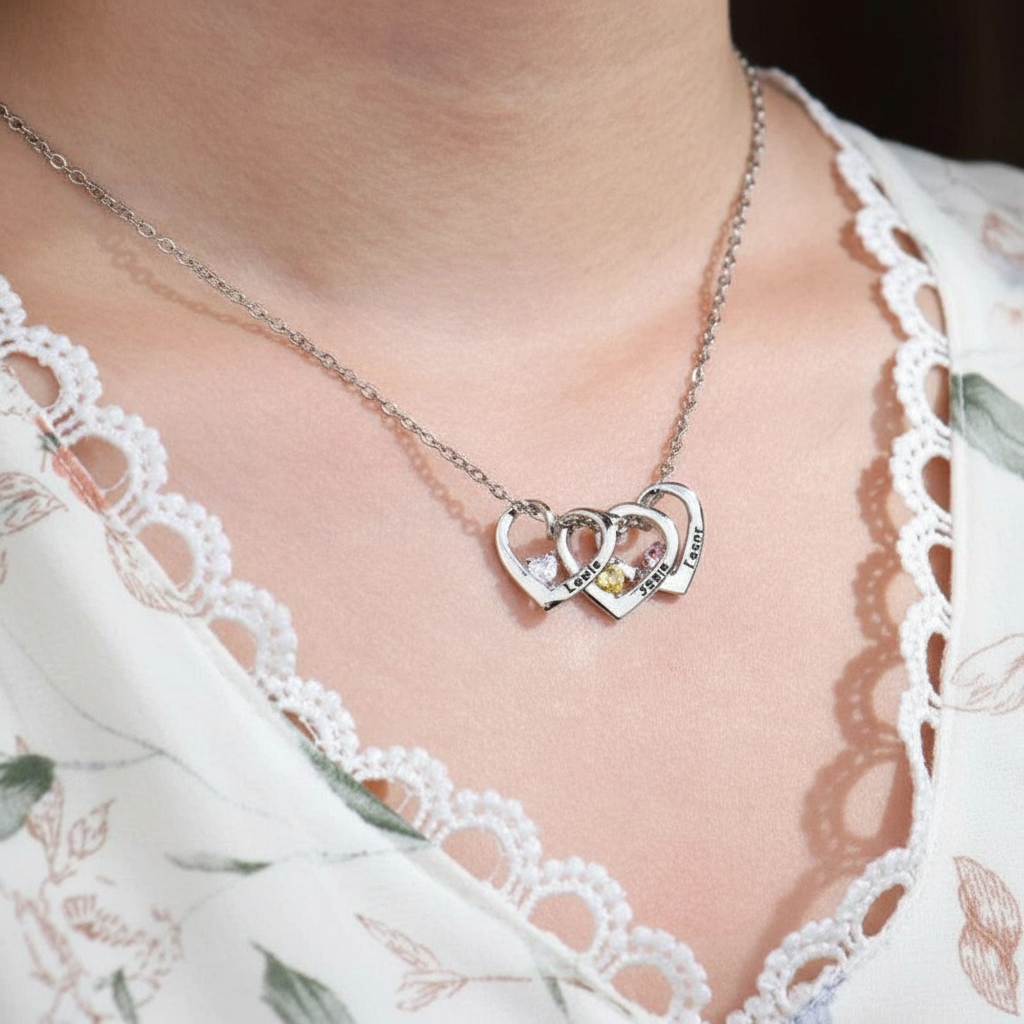 Custom Name Necklace With Birthstone Charms And Adjustable Chain For Women