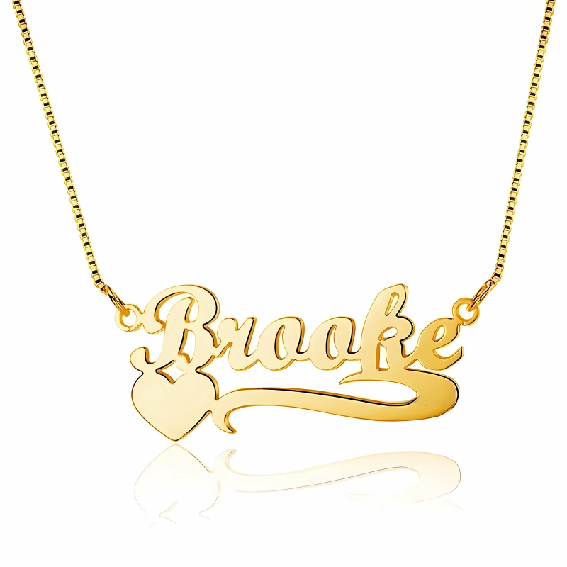 Personalized 925 Sterling Silver Arabic Name Necklace With Heart Pendant, Trendy Women’s Jewelry With Box-Personalized Jewels