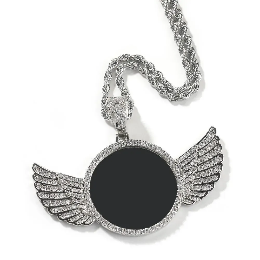 18K Gold Vacuum Plated Copper with 5A+ Sri Lanka Zircon Personalized DIY Custom Memory Round Colorful Photo Design Pendant With Necklace Miami Italy Mexico & Micro Inspired for Women & Men Luxury Jewelry,Daily