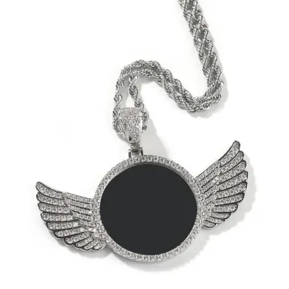 18K Gold Vacuum Plated Copper with 5A+ Sri Lanka Zircon Personalized DIY Custom Memory Round Colorful Photo Design Pendant With Necklace Miami Italy Mexico & Micro Inspired for Women & Men Luxury Jewelry,Daily