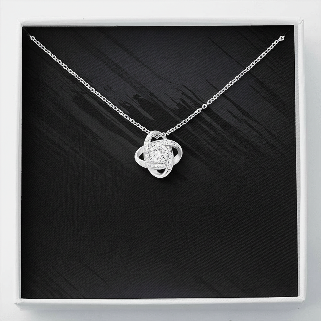 Knot Necklace With Sparkling Stone And Adjustable Chain For Mom From Son