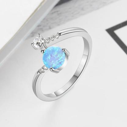 Elegant 925 Sterling Silver Ring for Women- Adjustable Settings Opal Stone & Cubic Zirconia Rings for Weddings, Parties - Personalized Jewel