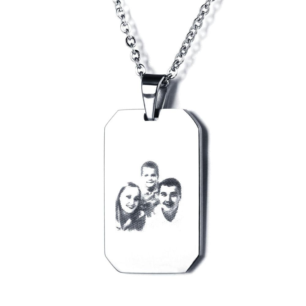 Engraving Stainless Steal Unisex Pendants Necklaces Custom Photo Engraving Father's Day Christmas Gift - Personalized Jewel