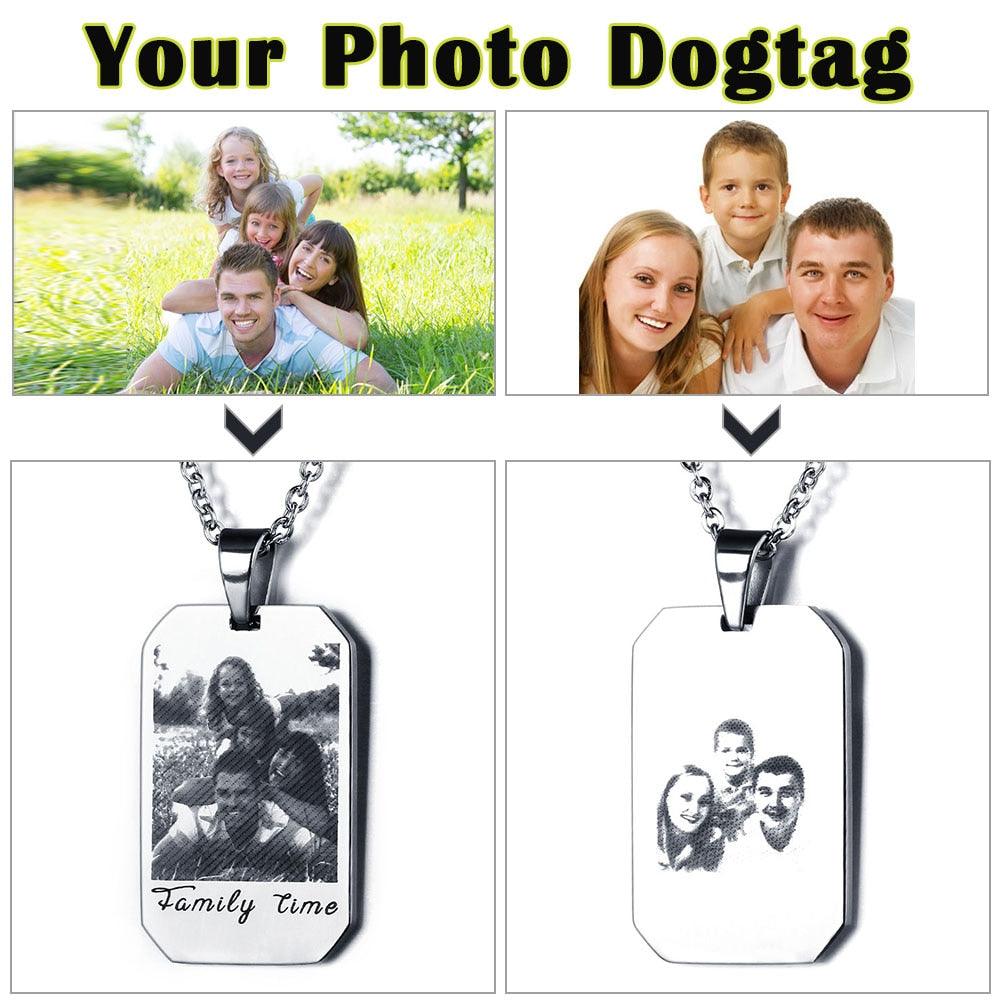 Engraving Stainless Steal Unisex Pendants Necklaces Custom Photo Engraving Father's Day Christmas Gift - Personalized Jewel