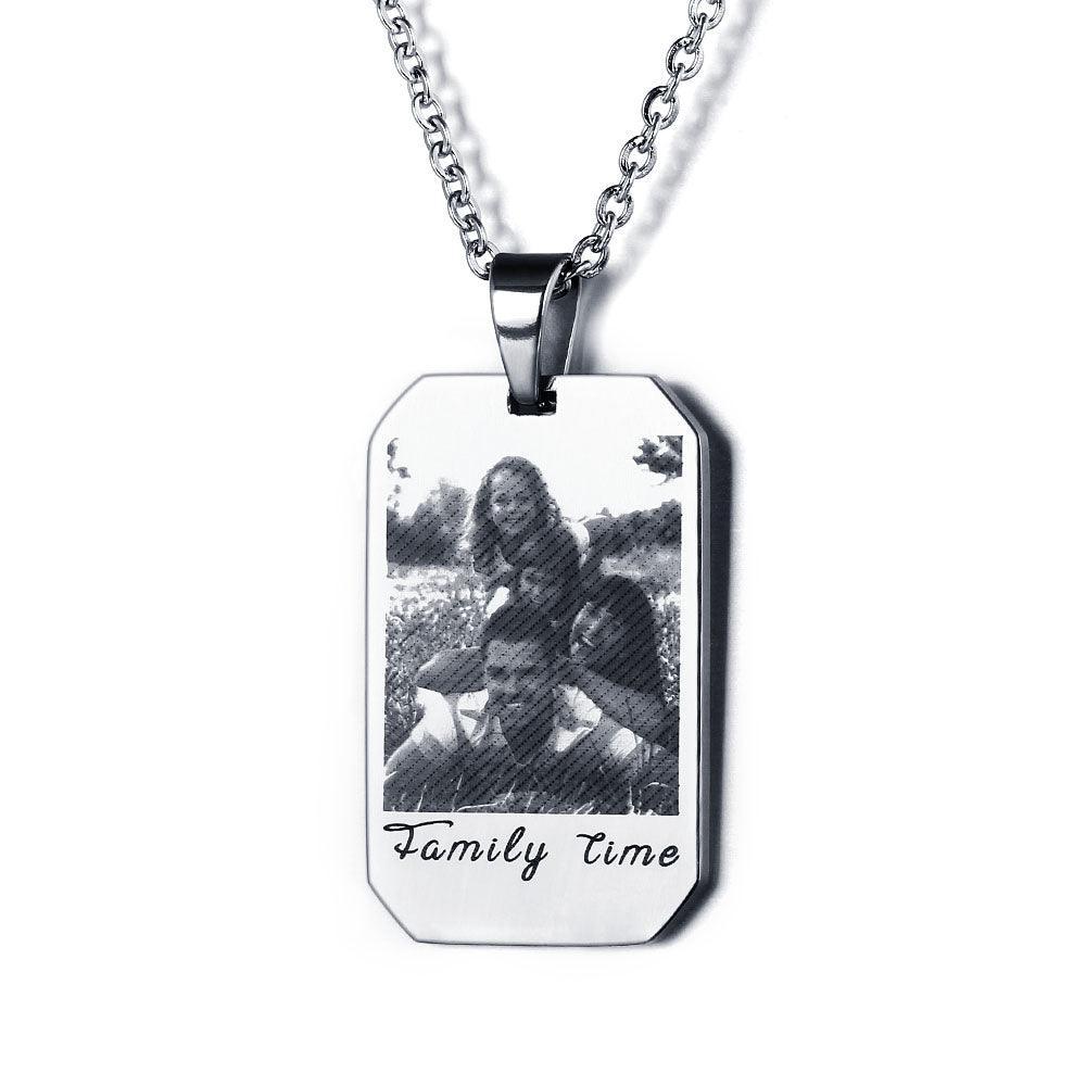 Engraving Stainless Steal Unisex Pendants Necklaces Custom Photo Engraving Father's Day Christmas Gift - Personalized Jewel