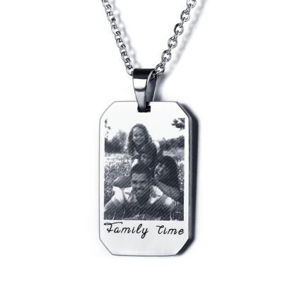 Engraving Stainless Steal Unisex Pendants Necklaces Custom Photo Engraving Father's Day Christmas Gift - Personalized Jewel