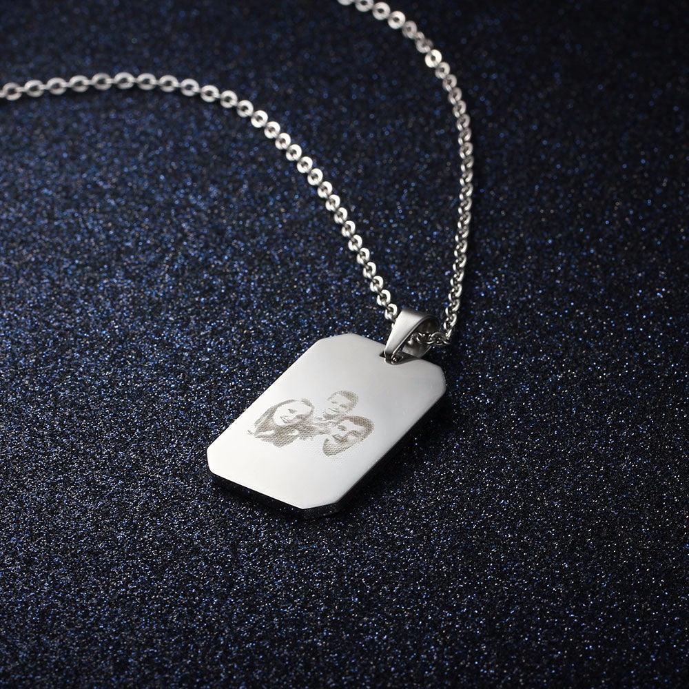 Engraving Stainless Steal Unisex Pendants Necklaces Custom Photo Engraving Father's Day Christmas Gift - Personalized Jewel