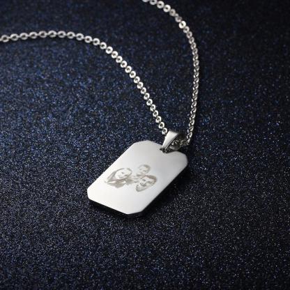 Engraving Stainless Steal Unisex Pendants Necklaces Custom Photo Engraving Father's Day Christmas Gift - Personalized Jewel