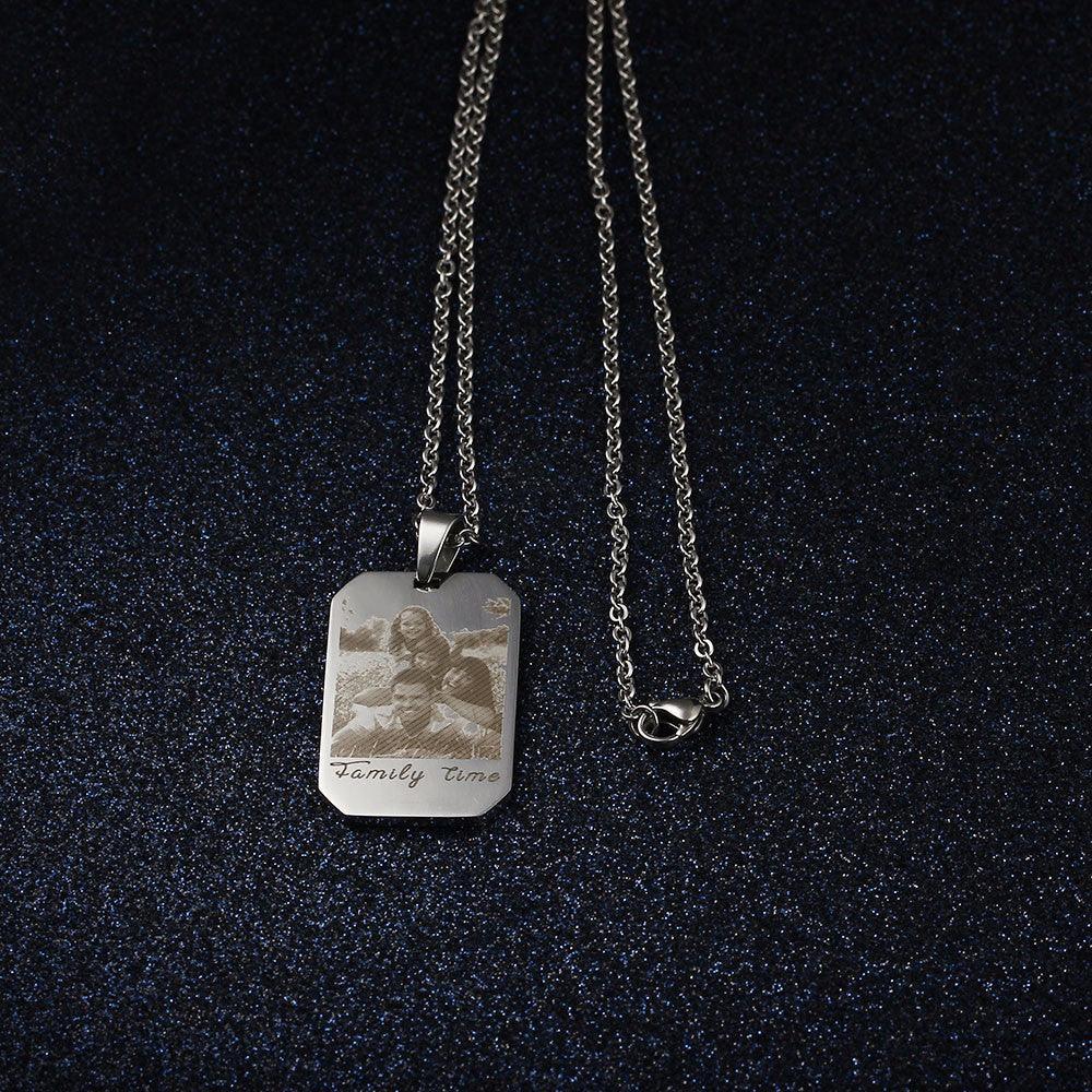 Engraving Stainless Steal Unisex Pendants Necklaces Custom Photo Engraving Father's Day Christmas Gift - Personalized Jewel