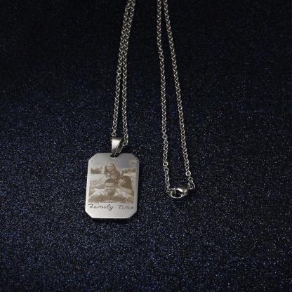 Engraving Stainless Steal Unisex Pendants Necklaces Custom Photo Engraving Father's Day Christmas Gift - Personalized Jewel