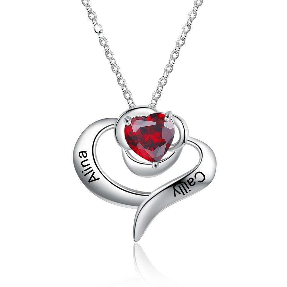 Excellent Rose Pendant, Name Engraved Rose Pendant, Plated Copper Necklace, Birthstone Setting Necklace, Rhodium Plated Jewellery - Personalized Jewel