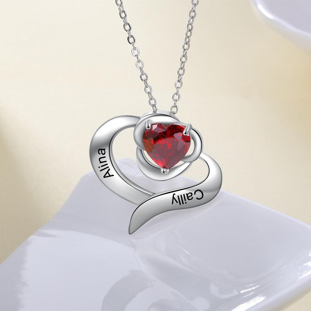 Excellent Rose Pendant, Name Engraved Rose Pendant, Plated Copper Necklace, Birthstone Setting Necklace, Rhodium Plated Jewellery - Personalized Jewel