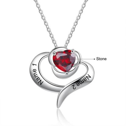 Excellent Rose Pendant, Name Engraved Rose Pendant, Plated Copper Necklace, Birthstone Setting Necklace, Rhodium Plated Jewellery - Personalized Jewel
