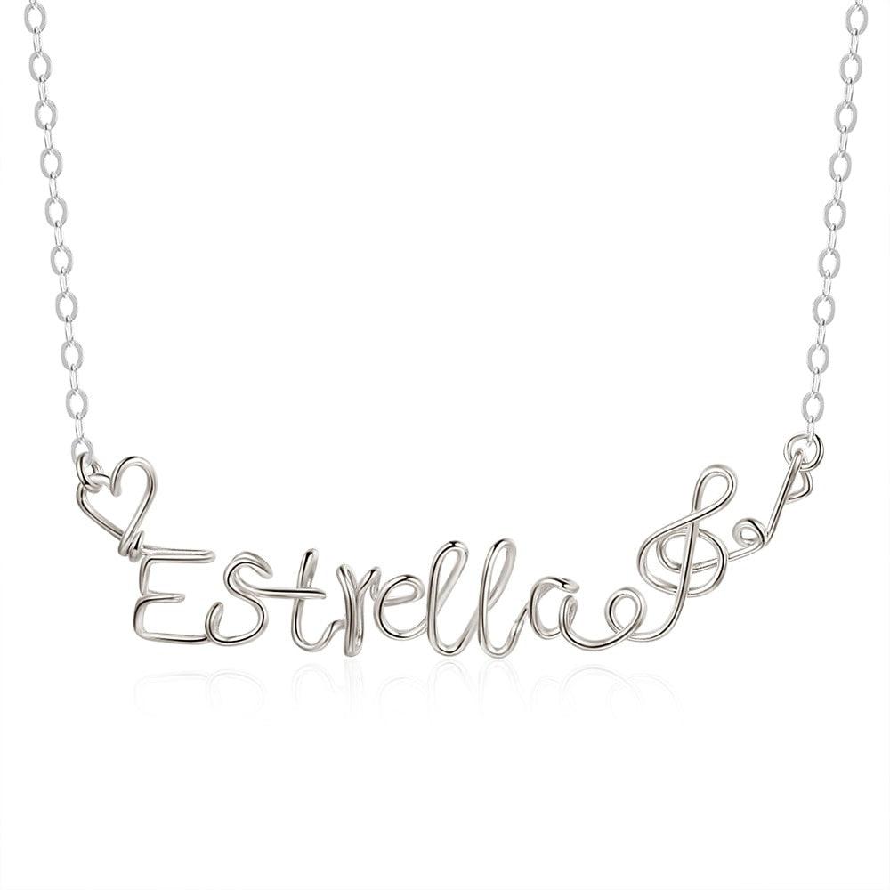 Exquisite Handmade Silver Jewellery, 925 Sterling Silver Necklace, Silver Nameplate Necklace, Silver Wire Jewellery - Personalized Jewel