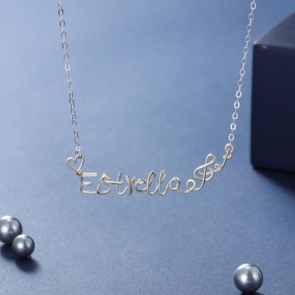 Exquisite Handmade Silver Jewellery, 925 Sterling Silver Necklace, Silver Nameplate Necklace, Silver Wire Jewellery - Personalized Jewel