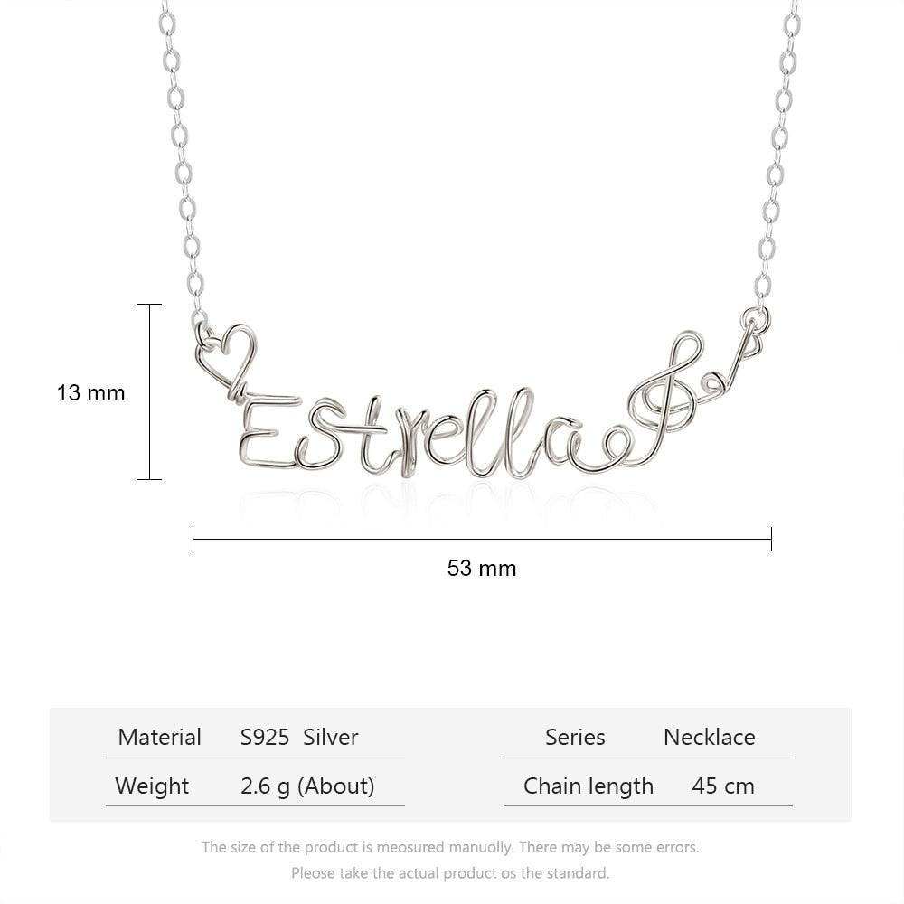 Exquisite Handmade Silver Jewellery, 925 Sterling Silver Necklace, Silver Nameplate Necklace, Silver Wire Jewellery - Personalized Jewel
