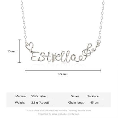 Exquisite Handmade Silver Jewellery, 925 Sterling Silver Necklace, Silver Nameplate Necklace, Silver Wire Jewellery - Personalized Jewel