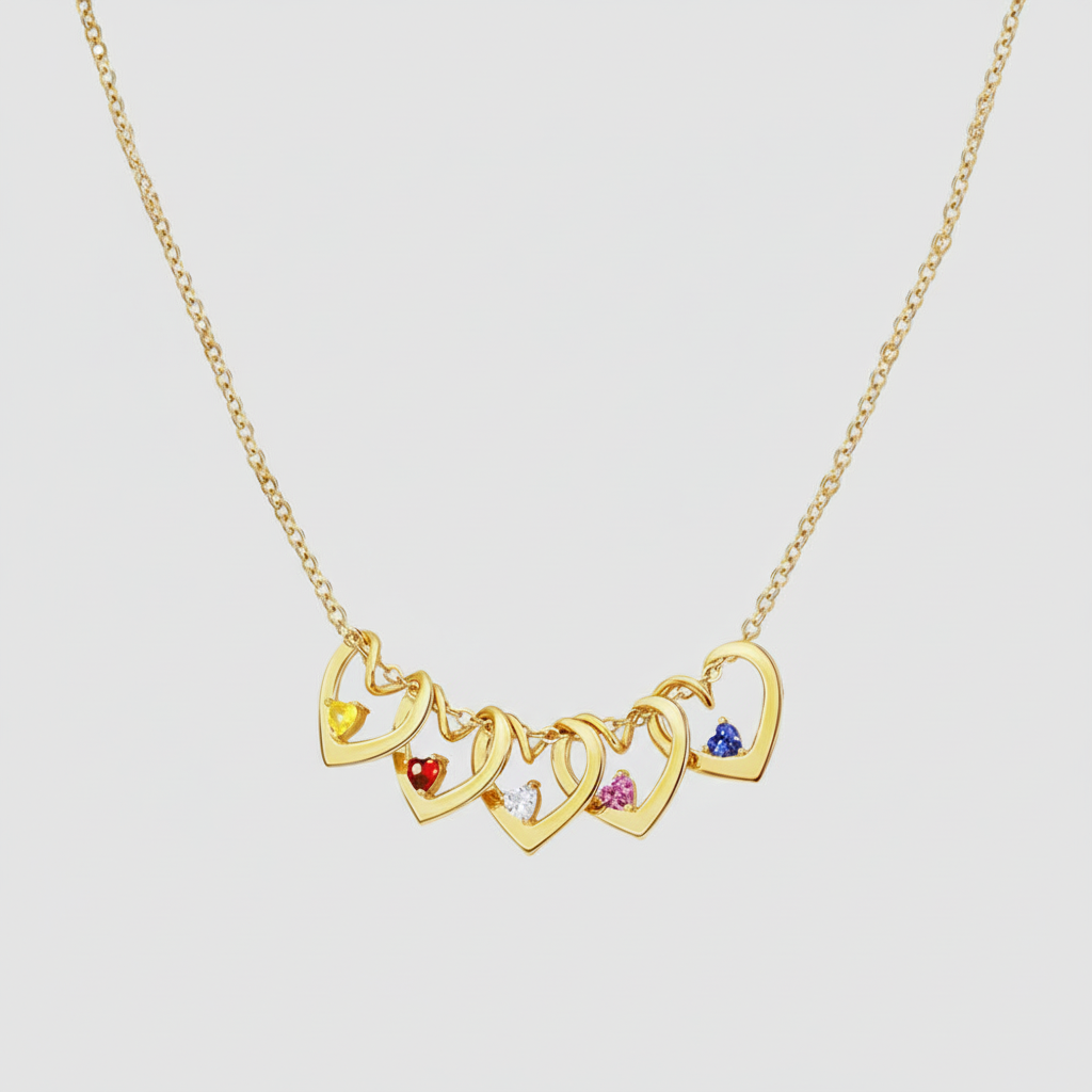 Custom Name Necklace With Birthstone Charms And Adjustable Chain For Women