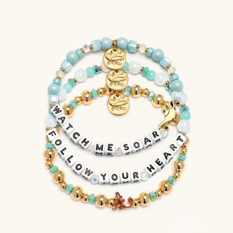 Inspirational Beaded Bracelet Bundle With Letter Charms For Women