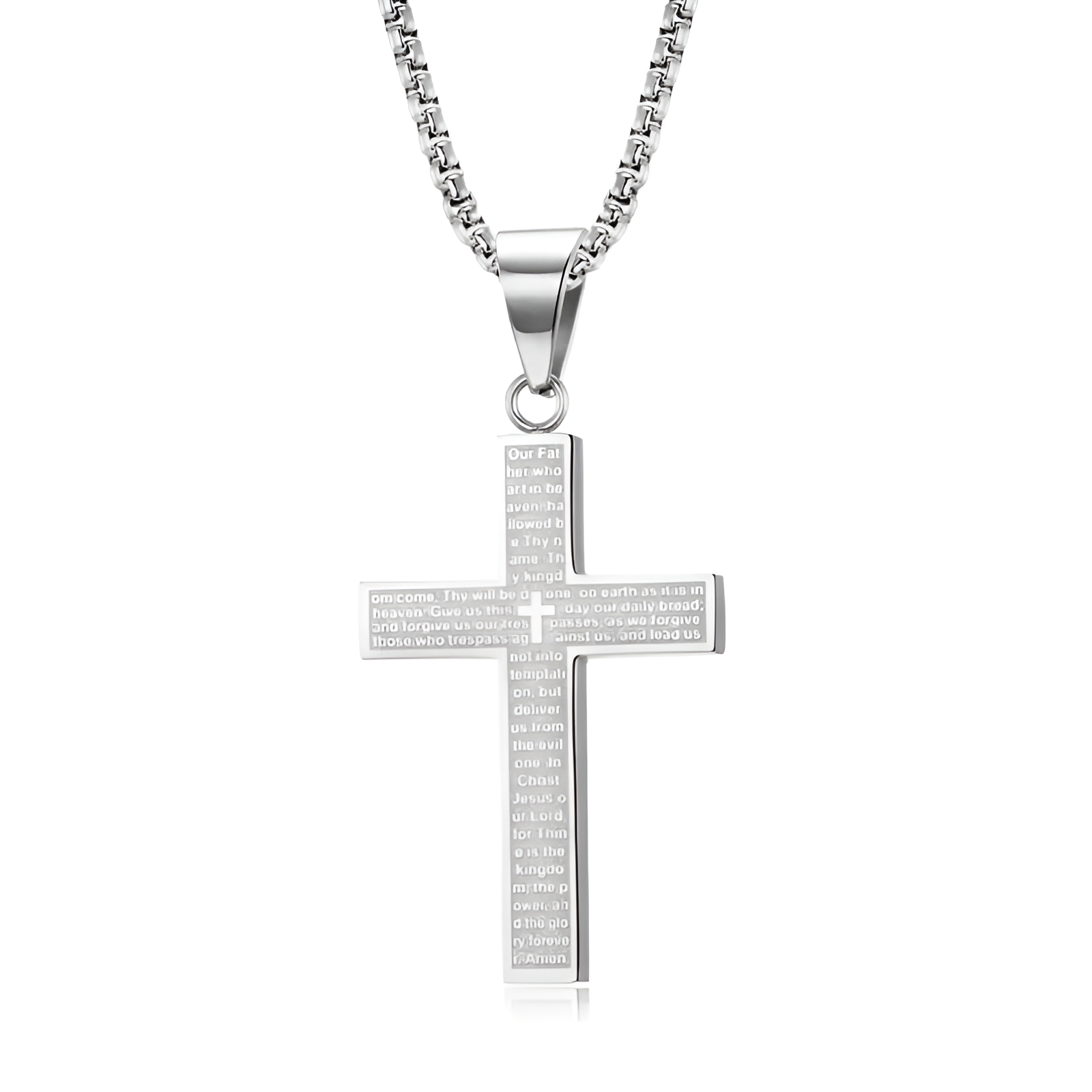 Vintage Cross Pendant Necklace Jesus bless you anniversary gift Steel Stamp Cross Necklace Unisex Fade-Resistant Personalized Hip-Hop Faith Jewelry for Men Women jesus crucifix pendant